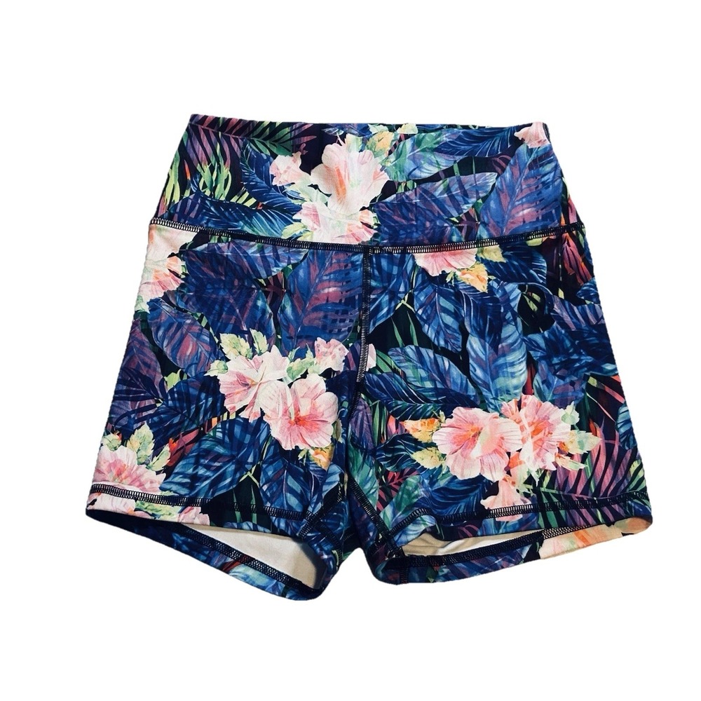 FLEO Shorts Size Small Nalani Tropical - CrossFit Gym 4" inseam Multicolored